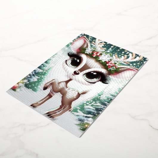 Enchanted Forest Reindeer Princess 箔招待状 (回転した状態)