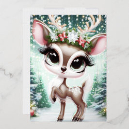 Enchanted Forest Reindeer Princess 箔招待状