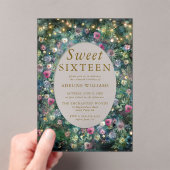 Enchanted Forest Roses Wild Woodland Sweet 16 アクリル招待状 (インサイチュ (ポータブル))