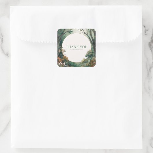 Enchanted Forest Rustic Trees Gold Glitter スクエアシール (バッグ)