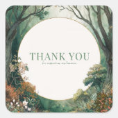 Enchanted Forest Rustic Trees Gold Glitter スクエアシール (正面)