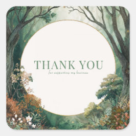 Enchanted Forest Rustic Trees Gold Glitter スクエアシール