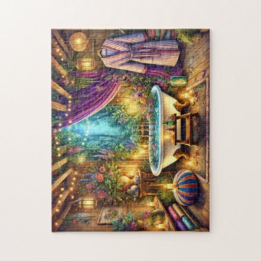 Enchanted Forest Spa Bath Candlelit Garden ジグソーパズル (縦)