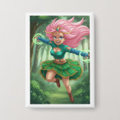 Enchanted Forest Sprint – Anime Fantasy Character 缶バッジ (正面)