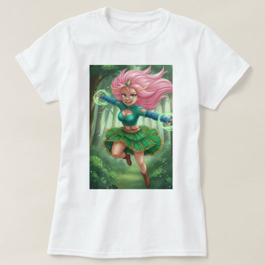 Enchanted Forest Sprint – Anime Fantasy Character Tシャツ (デザイン正面)
