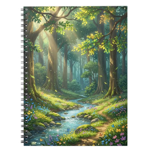 Enchanted Forest Stream Spiral Notebook ノートブック (正面)