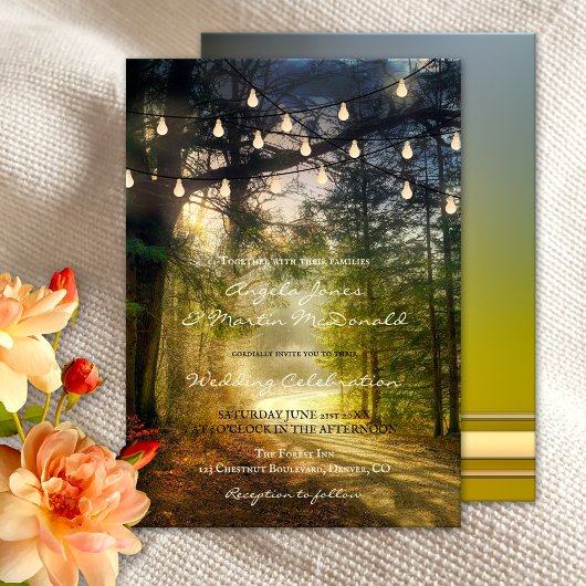 Enchanted Forest String Lights Wedding Invitation 招待状