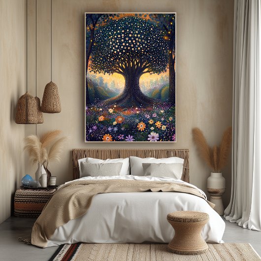 Enchanted Forest Tree in Pointillistスタイル ポスター