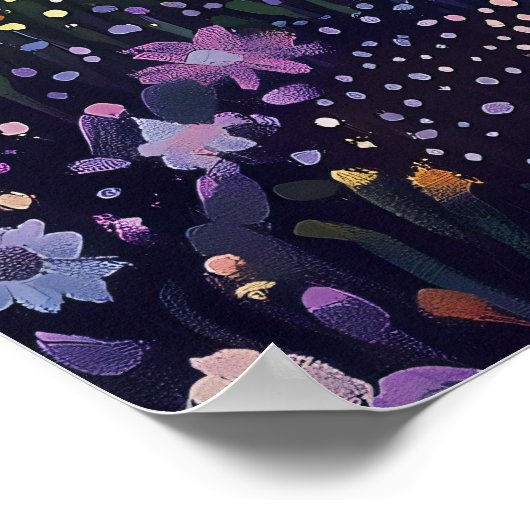 Enchanted Forest Tree in Pointillistスタイル ポスター (角)