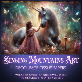 Enchanted Forest Unicorn And Girl Decoupage  薄葉紙