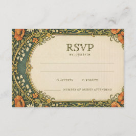 Enchanted Forest Vintage Art Nouveau RSVP エンクロージャーカード