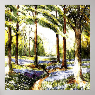 Enchanted Forest Watercolor Serene Woodland Nature ポスター