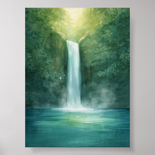 Enchanted Forest Waterfall Poster ポスター (正面)