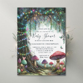 Enchanted Forest Whimsical Mushrooms Baby Shower 招待状