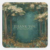 Enchanted Forest White Blossom Gold Sparkle スクエアシール (正面)