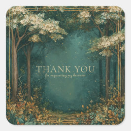 Enchanted Forest White Blossom Gold Sparkle スクエアシール