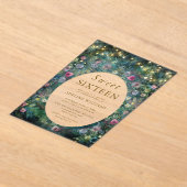 Enchanted Forest Wild Roses Woodland Sweet 16 アクリル招待状 (レイダウン)