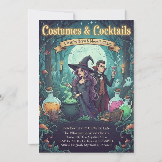 Enchanted Forest Witchy Brew Costumes & Cocktails  招待状 (正面)