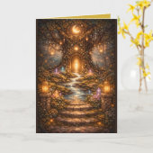 Enchanted Forest with Glowing Doorway カード (黄色い花)