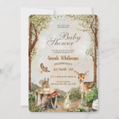 Enchanted Forest Woodland Animals Baby Shower 招待状 (正面)