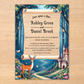 Enchanted Forest Woodland Castle Fairytale Wedding アクリル招待状 (正面)