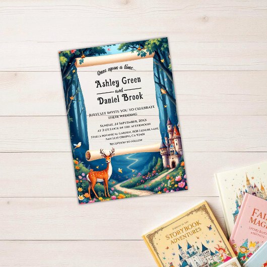 Enchanted Forest Woodland Castle Fairytale Wedding アクリル招待状