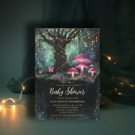 Enchanted Forest Woodland Magical Tree Baby Shower 招待状