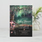 Enchanted Forest Woodland Mushrooms Baby Shower 招待状 (スタンド正面)