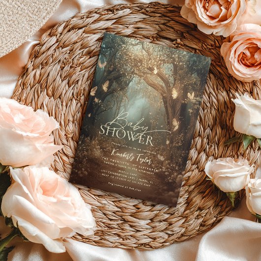 Enchanted Forest Woodland Storybook Baby Shower 招待状
