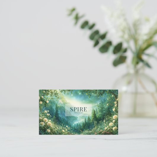 Enchanted Forest Yellow Rose Castle Landscape 名刺 (スタンド正面)