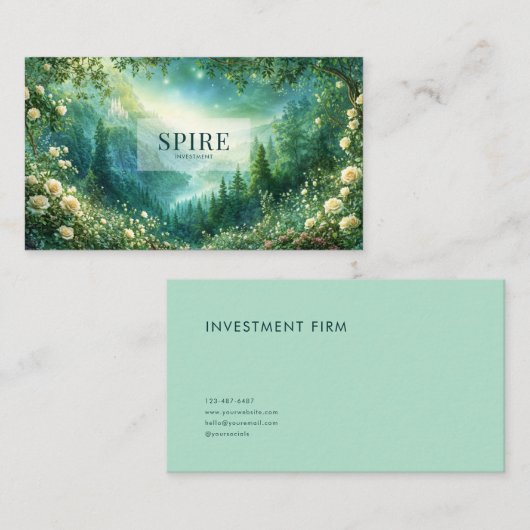 Enchanted Forest Yellow Rose Castle Landscape 名刺 (正面/裏面)