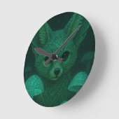 Enchanted Fox & Bioluminescent Mushrooms Clock  ラウンド壁時計 (傾斜)