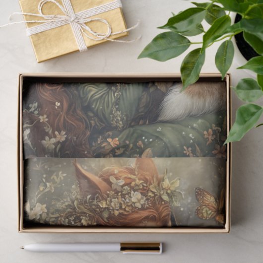 Enchanted Fox Fairy With Butterfly Decoupage 薄葉紙 (ギフト)