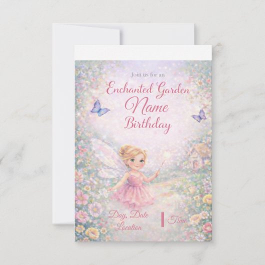 Enchanted Garden Fairy Birthday Invitations 招待状 (正面)