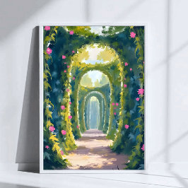 Enchanted Garden | Floral Arch Watercolor Painting ポスター