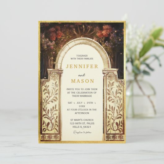 Enchanted Garden Gate Wedding Invitation 招待状 (スタンド正面)