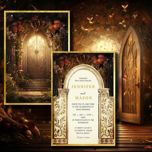 Enchanted Garden Gate Wedding Invitation 招待状