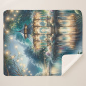 Enchanted Garden Gazebo Twilight Reflection シェルパブランケット (正面(横))