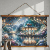 Enchanted Garden Gazebo Twilight Reflection 吊り下げ型タペストリー