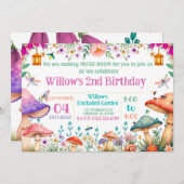 Enchanted Garden Mushroom Birthday Party Invite 招待状 (正面/裏面)