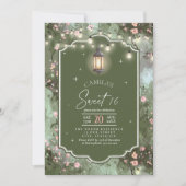 Enchanted Garden Pattern Sweet 16 Pink ID1163 招待状 (正面)