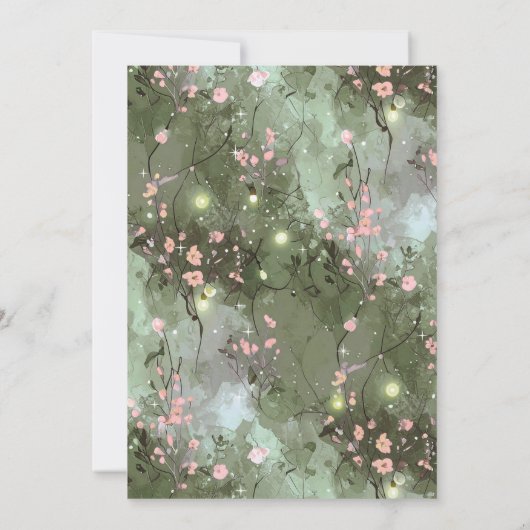 Enchanted Garden Pattern Sweet 16 Pink ID1163 招待状 (裏面)