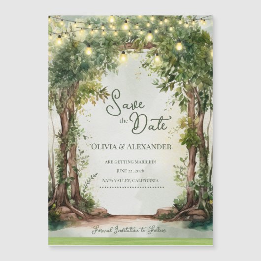 Enchanted Garden String Lights Save the Date (正面)
