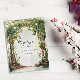 Enchanted Garden String Lights Wedding Thank You ポストカード