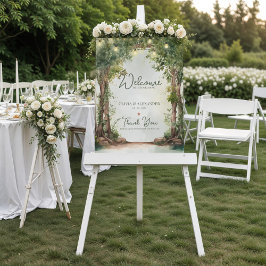 Enchanted Garden String Lights Wedding Welcome ポスター