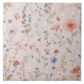 Enchanted Garden Wildflower Butterfly Botanical タイル (正面)