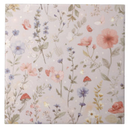Enchanted Garden Wildflower Butterfly Botanical タイル