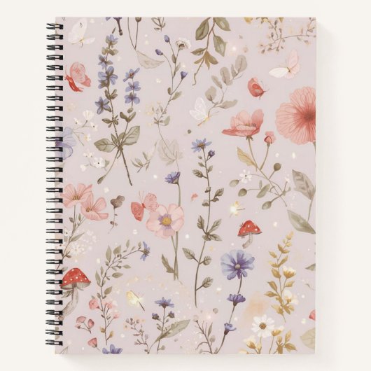 Enchanted Garden Wildflower Butterfly Botanical ノートブック (正面)