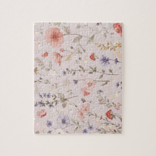 Enchanted Garden Wildflower Butterfly Whimsical ジグソーパズル (縦)