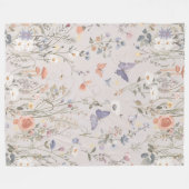 Enchanted Garden Wildflower Butterfly Whimsical フリースブランケット (正面(横))